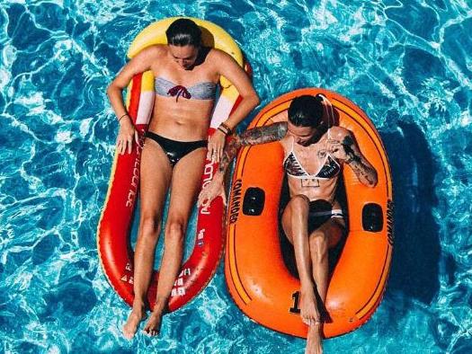 Ruby Rose and a friend in Ibiza, "When your mate is fabulous, generous, kind and good looking - it makes floating in a pool with her in Ibiza pretty wonderful." Picture: Instagram