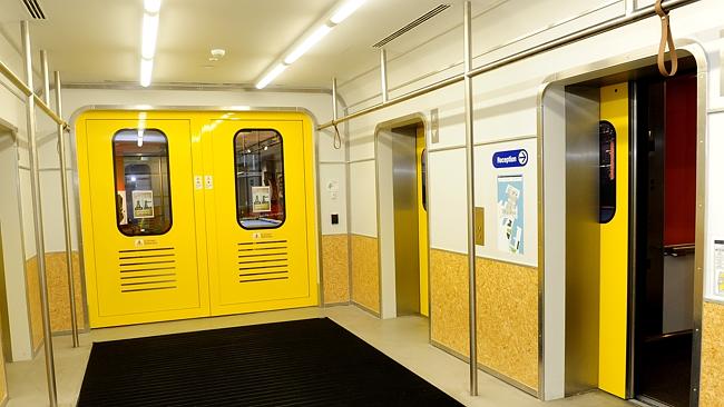 You step into a train carriage when getting out of the lifts on the Google headquarters f