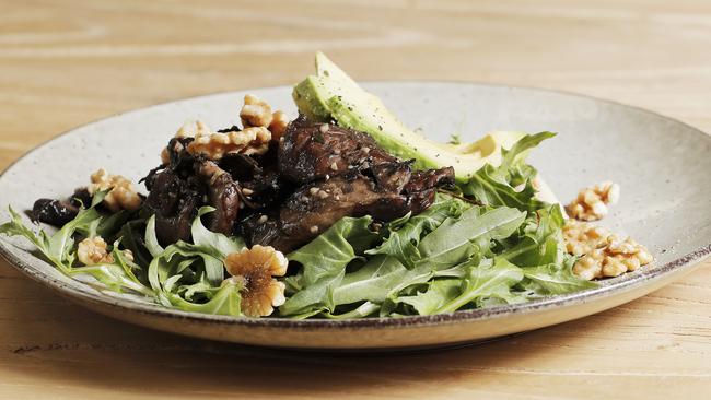 Abundance on the Westside’s generous serving of mushrooms served on buttery sourdough piled with avocado, a fist-full of peppery rocket, feta and sprinkling of walnuts on the side. Picture: ZAK SIMMONDS