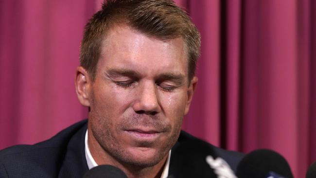 David Warner during his first press conference after the scandal broke