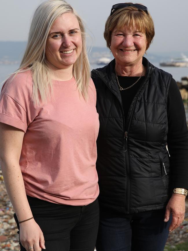 Natalie Crouch, 29 and Heather Crouch, 57 from Hobart in Eceabat before the Anzac dawn service. Picture: Ella Pellegrini