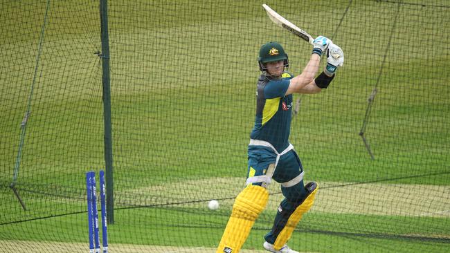 Steve Smith bats in the nets ahead of the clash against England at The Ageas Bowl. Picture: Getty Images