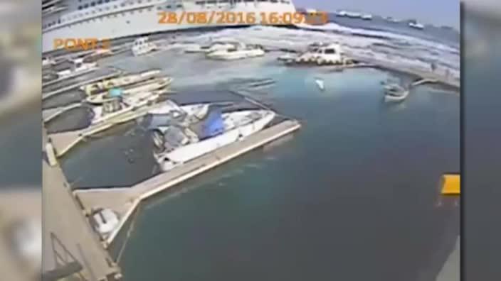 Marina gets wiped out by a cruise ship in Sicily