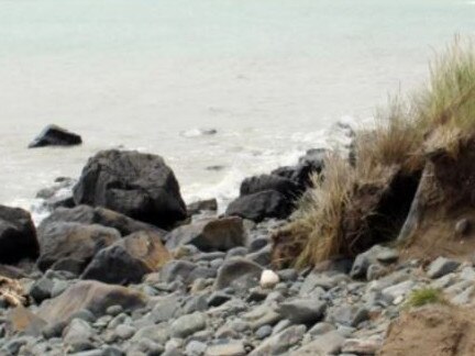 Along from Omaui Beach where the human skull was found protruding from the exposed earth bank. Picture: Supplied.