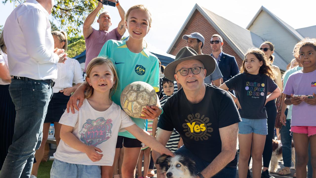 Mr Albanese started the day in Balmain where he posed for photos and made an impassioned plea to Australians. Picture NCA NewsWire / Seb Haggett