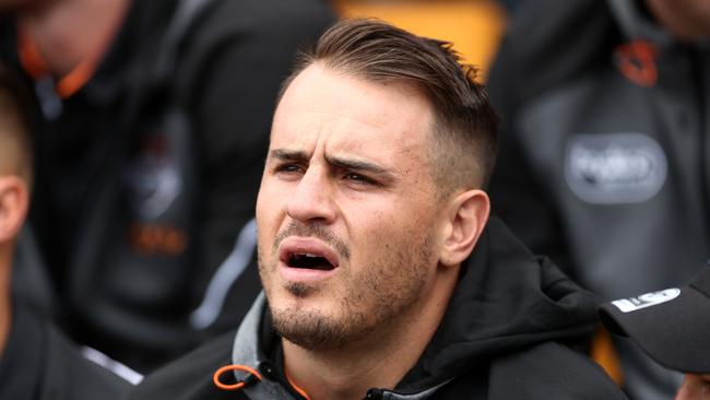 SYDNEY, AUSTRALIA - MARCH 16: Josh Reynolds of the Tigers looks on before the round 1 NRL match between the Wests Tigers and the Manly Warringah Sea Eagles at Leichhardt Oval on March 16, 2019 in Sydney, Australia. (Photo by Matt King/Getty Images)