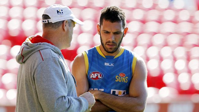 Former Gold Coast player Harley Bennell, with then coach Rodney Eade. Picture: Jerad Williams