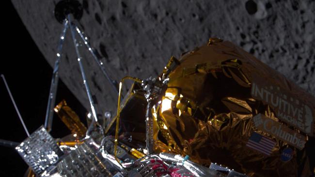 Odysseus passes over the near side of the Moon following lunar orbit during the IM-1 mission. Picture: Intuitive Machines / AFP.