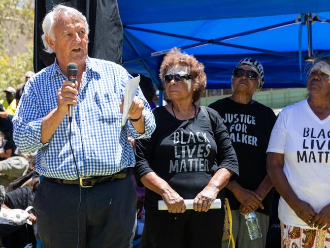 Independent Commission Against Corruption’s Ken Fleming QC was invited to speak at the rally in Alice Springs. Picture: Emma Murray