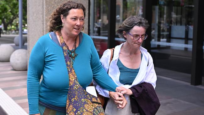 Shanelle Dawson, left, the daughter of Lynette and Chris Dawson, after confronting her father in the Sydney Supreme Court over her mother’s murder. Picture: AAP