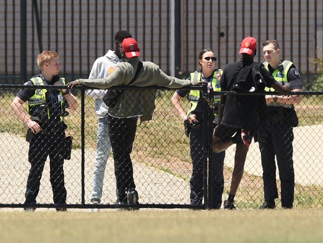 African youth loiter outside The Ecoville Community Park in Tarneit. Tarneit.  All the town worried by the "Gangs" who are running rampant.