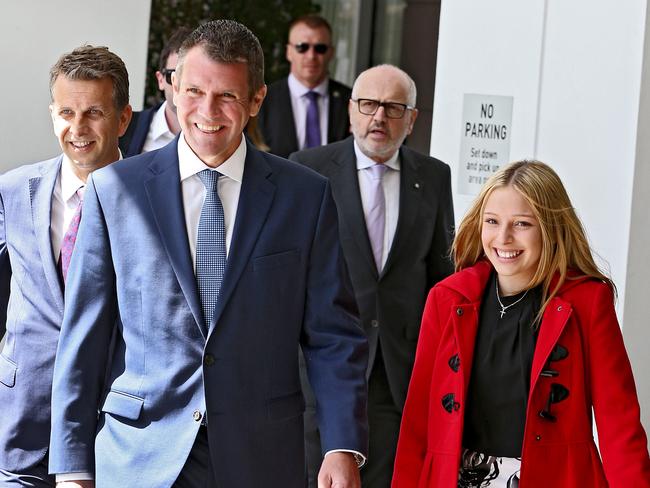 Premier Mike Baird at Homebush today, where he praised Grant for his work for NSW. Picture: Stephen Cooper