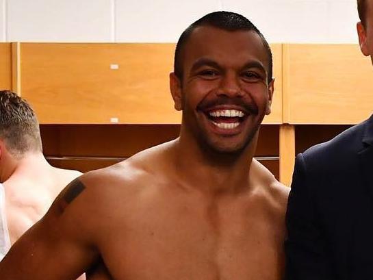 Kurtley Beale with Prince William in the sheds after the Wallabies beat Wales in Cardiff on the weekend. Beale scored the match winning try via an intercept in the dying stages. Source: Instagram @kurtley_beale