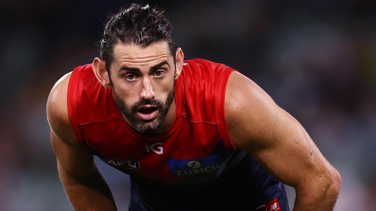 MELBOURNE . 15/04/2023. AFL . Round 5. Gather Round. Essendon vs Melbourne at the Adelaide Oval. Brodie Grundy of the Demons . Pic: Michael Klein
