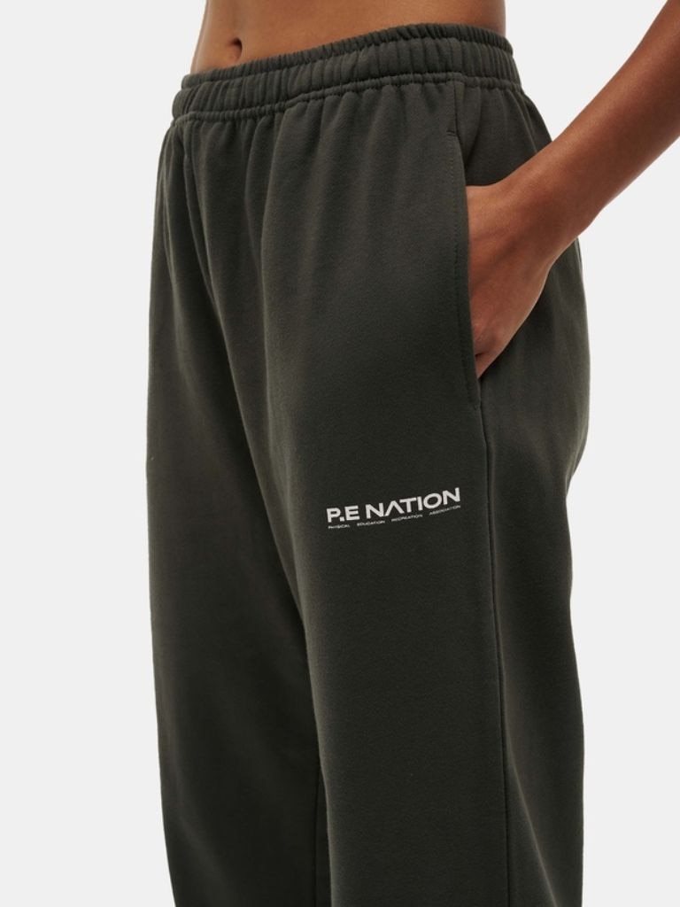 The Qualify Trackpant in gunmetal is your go-to for effortless, elevated comfort. Picture: The Iconic