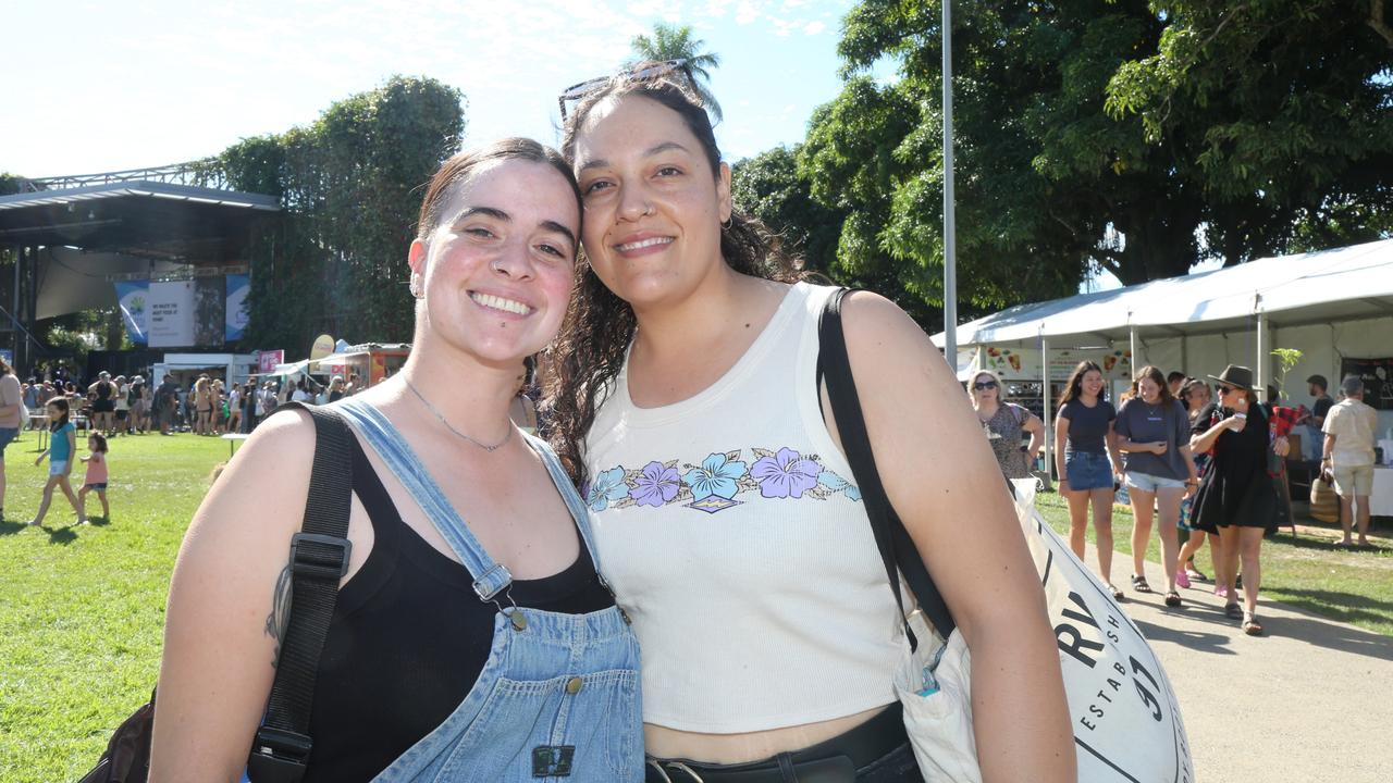 Tanya Riveros and Coni Espinoza enjoy the day at Cairns Ecofiesta, 2024. Photo: Catherine Duffy