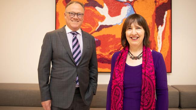 Piper Alderman’s new partner Lis Boyce with managing partner of the firm Tony Britten-Jones. Picture: Ryan Osland