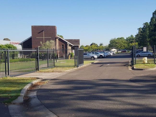 The entrance into the church and school grounds where the proposed childcare and