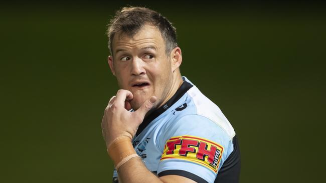 Josh Morris of the Sharks during the round 2 NRL match between Cronulla Sharks and Melbourne Storm at Netstrata Jubilee Stadium, in Sydney, Saturday, March 21, 2020. (AAP Image/Craig Golding) NO ARCHIVING, EDITORIAL USE ONLY