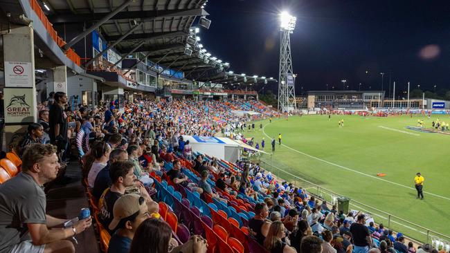Fans at the Gold Coast Suns v Western Bulldogs 2025 AFL match at TIO Stadium. Picture: Pema Tamang Pakhrin