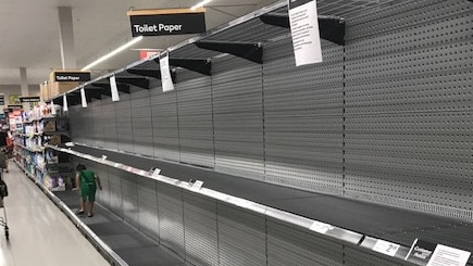 Empty shelves at Woolworths at Kippa-Ring Plaza. Photo: Melissa Seiler