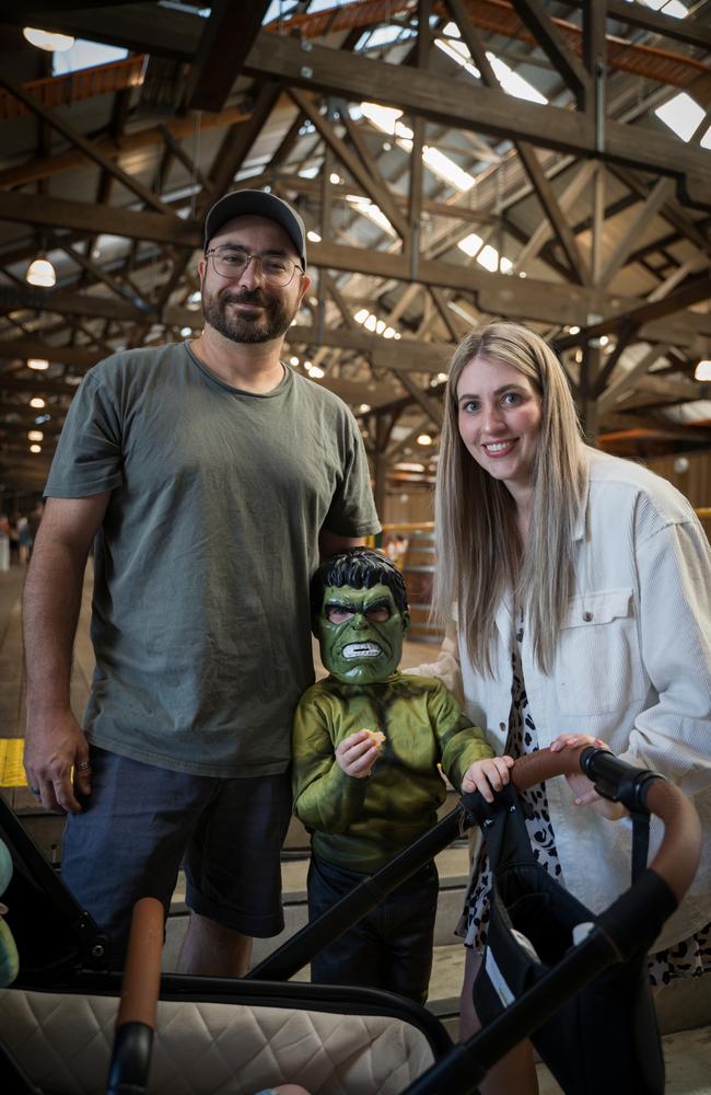 Bradley, Tommy and Emily with Arlo Finnegan (in pram) at the Spooktacular Halloween Markets at the Goods Shed. October 26, 2024. Picture: Christine Schindler