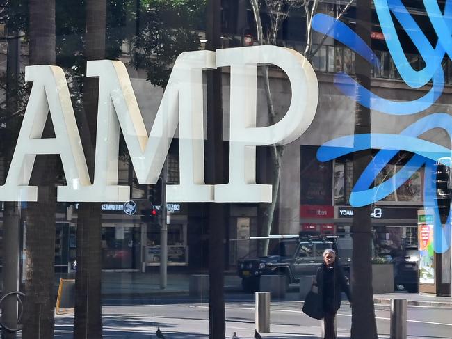 SYDNEY, AUSTRALIA - NewsWire Photos AUGUST 24, 2020: An AMP logo is reflected in a window in Sydney. Picture: NCA NewsWire / Steven Saphore