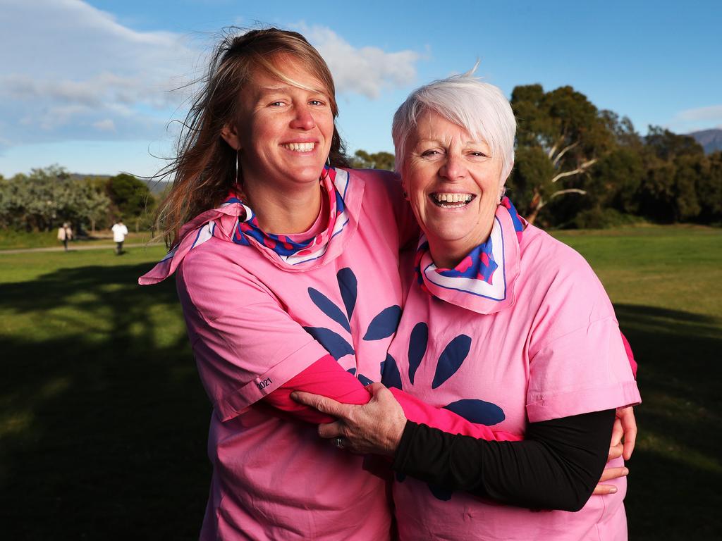 Hannah Hughes and mum Sandy Burton, of Hobart, have been taking part in the event since 2015 in honour of mum/grandmother who died of breast cancer. Picture: Nikki Davis-Jones