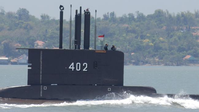 Indonesian submarine KRI Nanggala-402, which is missing with 53 sailors on board. Picture: Alex Widojo/Getty Images