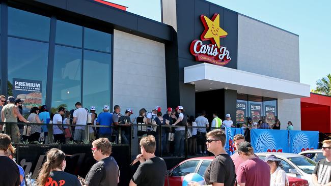 Hundreds of people lined up for Carl’s Jr when it opened on the NSW Central Coast.