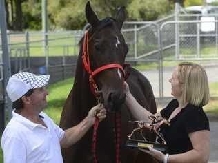 Trainer Paddy Cunningham and part owner Danielle Cunningham with horse "Shinji" - that won at Eagle Farm on Saturday. Photo Adam Hourigan / The Daily Examiner. Picture: Adam Hourigan