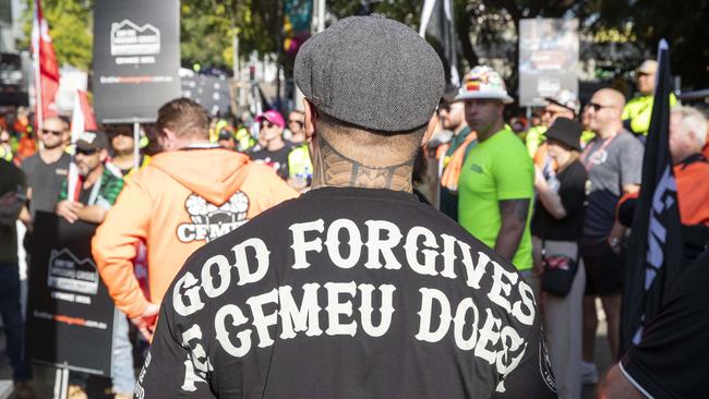 CFMEU protest through Brisbane to ALP National Conference at South Brisbane, Thursday, August 17, 2023 - Picture: Richard Walker