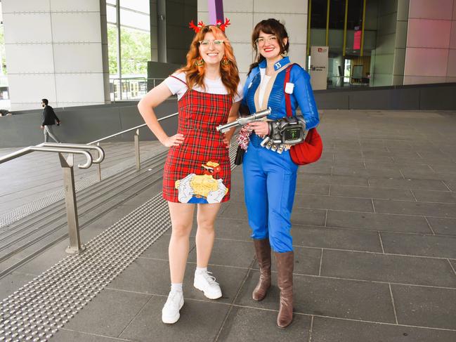 Erin Hoffrichter and Isabella Baza at the Melbourne Oz Comic Con Xmas edition, held at the Melbourne Convention &amp; Exhibition Centre on Saturday, December 7, 2024. Picture: Jack Colantuono