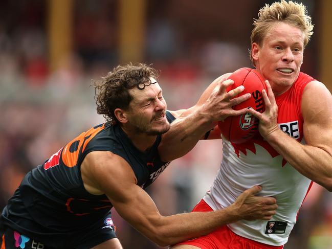 Harry Perryman (left) can be signed as a free agent. Picture: Mark Metcalfe/AFL Photos/via Getty Images