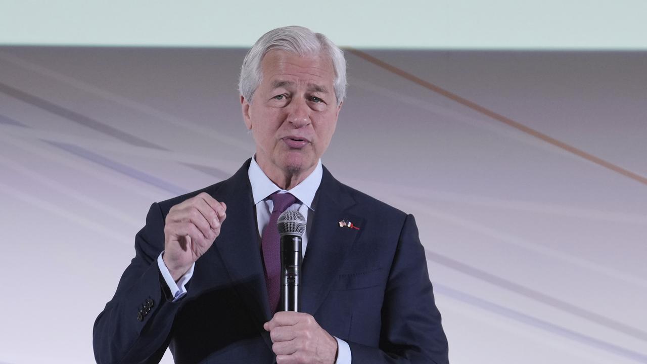 JPMorgan Chase CEO Jamie Dimon speaks during the Global Markets Conference in Paris, France. Picture: AP Photo/Michel Euler/Pool
