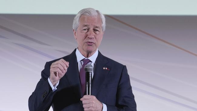 JPMorgan Chase CEO Jamie Dimon speaks during the Global Markets Conference in Paris, France. Picture: AP Photo/Michel Euler/Pool