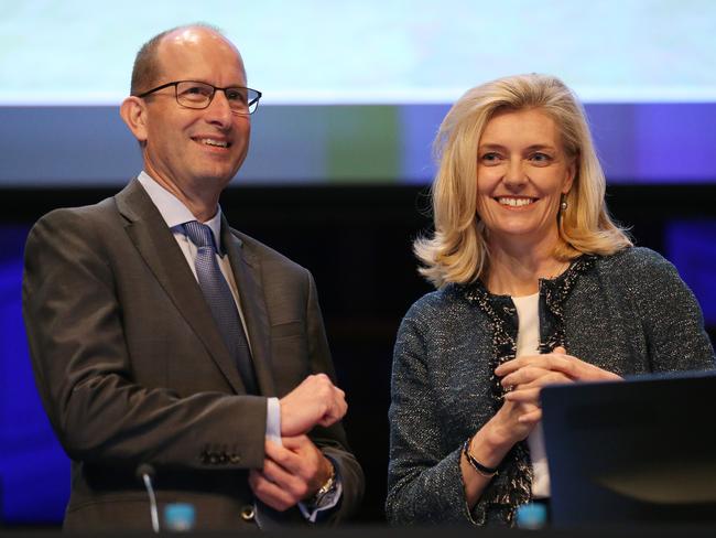 AMP CEO Craig Meller with chairwoman Catherine Brenner. Picture: David Moir