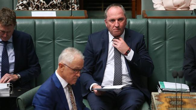 Deputy PM Barnaby Joyce in Question Time in the House of Representatives Chamber, at Parliament House in Canberra. Picture: Kym Smith