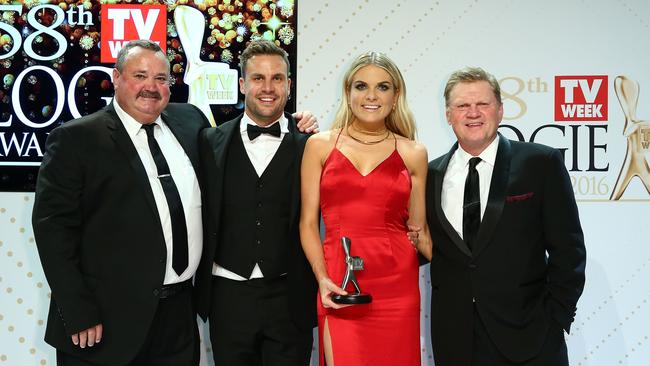 Darryl Brohman, Beau Ryan, Erin Molan and Paul Vautin pose with the Logie Award for Best Sports Program 'The NRL Footy Show' during the 58th Annual Logie Awards at Crown Palladium on May 8, 2016 in Melbourne, Australia. (Photo by Scott Barbour/Getty Images)