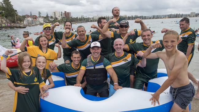 Richard Tombs standing centre with family and mates. Picture: Troy Snook