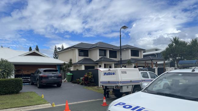 Scene of a home invasion at North Bank Court, Helensvale during which a Maserati was stolen and a Porsche damaged. Picture: Lea Emery