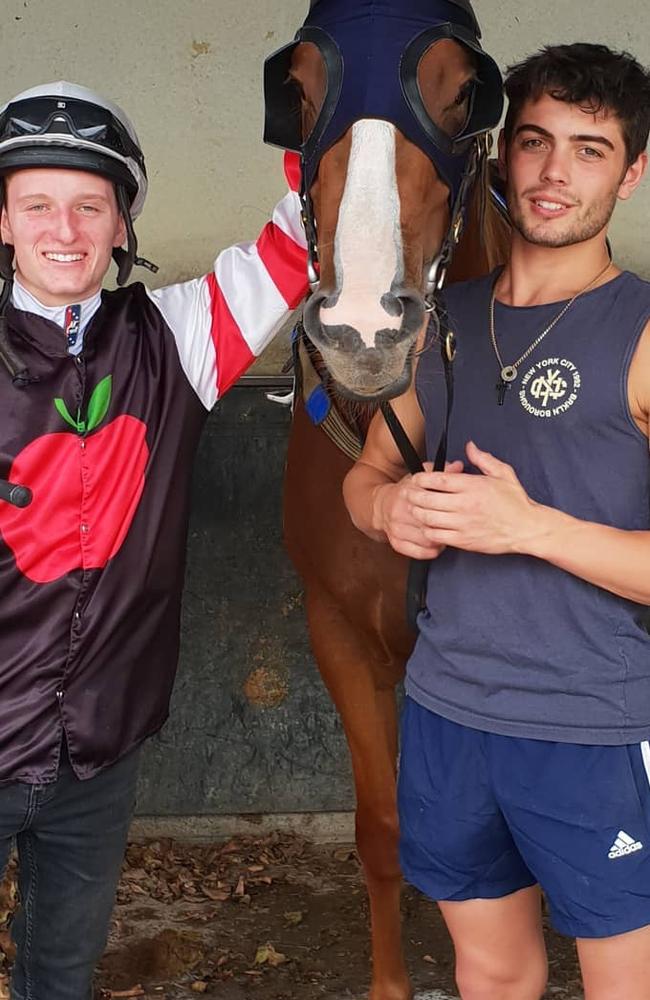 Sunshine Coast trainer Jack Laing alongside jockey Michael Poy. Picture: Facebook