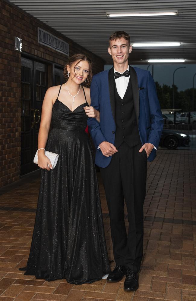 Carrie Wyrzykowoki partners William Barnes to the Toowoomba Grammar School formal at Rumours International, Wednesday, November 13, 2024. Picture: Kevin Farmer