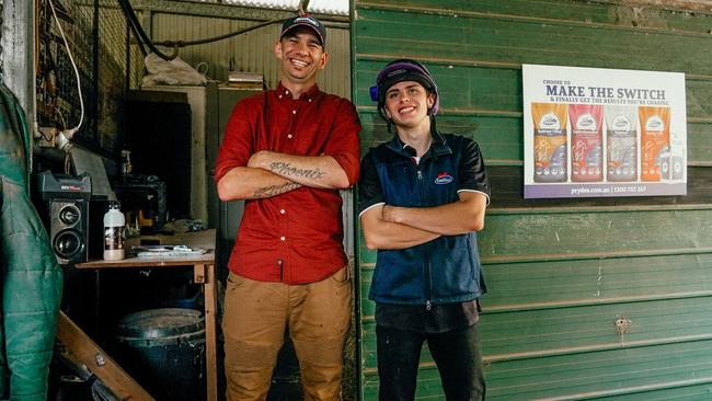 Queensland apprentice jockey Brodie Moffat (right) and Sunshine Coast trainer Damien Batters. Picture: Racing Queensland