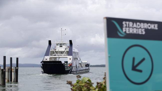 The North Stradbroke Island Ferry lands Dunwich. Picture: AAP/Attila Csaszar