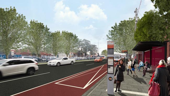 An artist’s impression of the new clearways on Hoddle St.