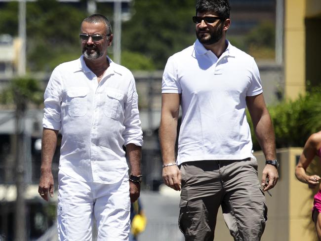 Singer, George Michael spotted with then boyfriend Fadi Fawaz in Sydney. Picture: Supplied.