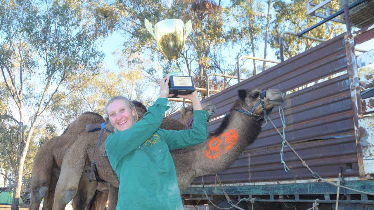 Kyrraley Woodhouse, the 400-meter race finalist jockey from Boulia at the 2019 Tara Festival of Culture and Camel Races. Picture: Kate McCormack