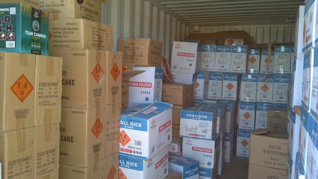 SafeWork SA seized 14 tonnes of fireworks earlier this month from a storage site in Lonsdale. Picture: Supplied