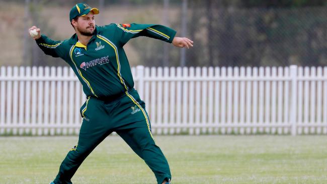 Scott Baldwin fields for Hawkesbury in the first grade cricket against Fairfield-Liverpool at Owen Earle Oval, March 8th 2019. (AAP IMAGE/ Angelo Velardo)